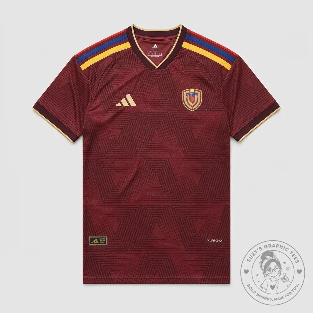 Maroon Geometric Pattern Football Player Edition Jersey with Gold Trim