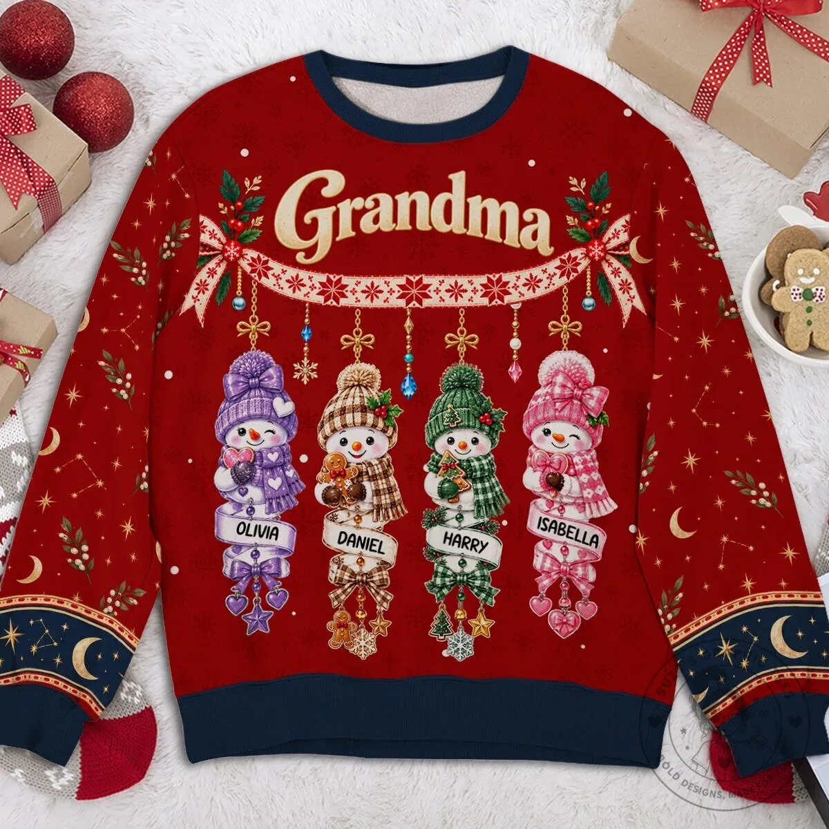 Personalized Grandma's Little Snowmen Christmas Holiday Sweatshirt