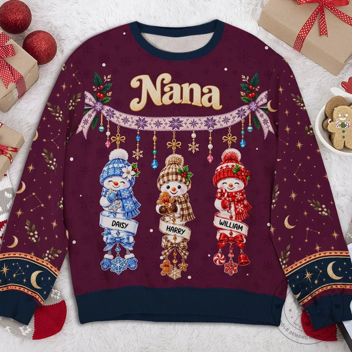 Personalized Grandma's Little Snowmen Christmas Holiday Sweatshirt 10 Personalized Grandma