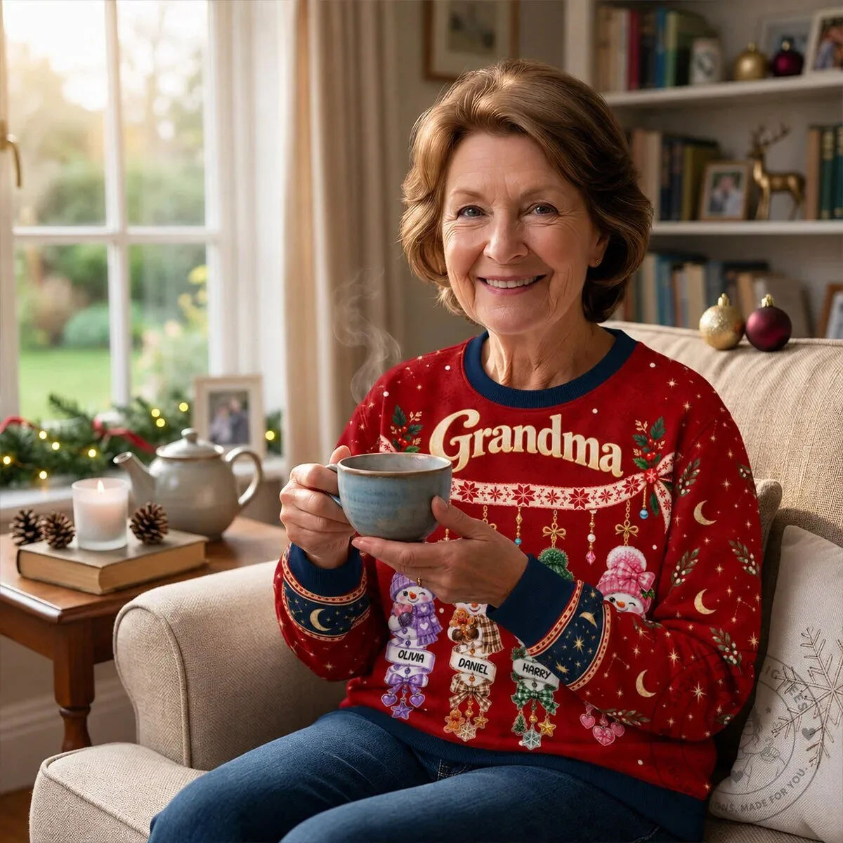 Personalized Grandma's Little Snowmen Christmas Holiday Sweatshirt 11 Personalized Grandma