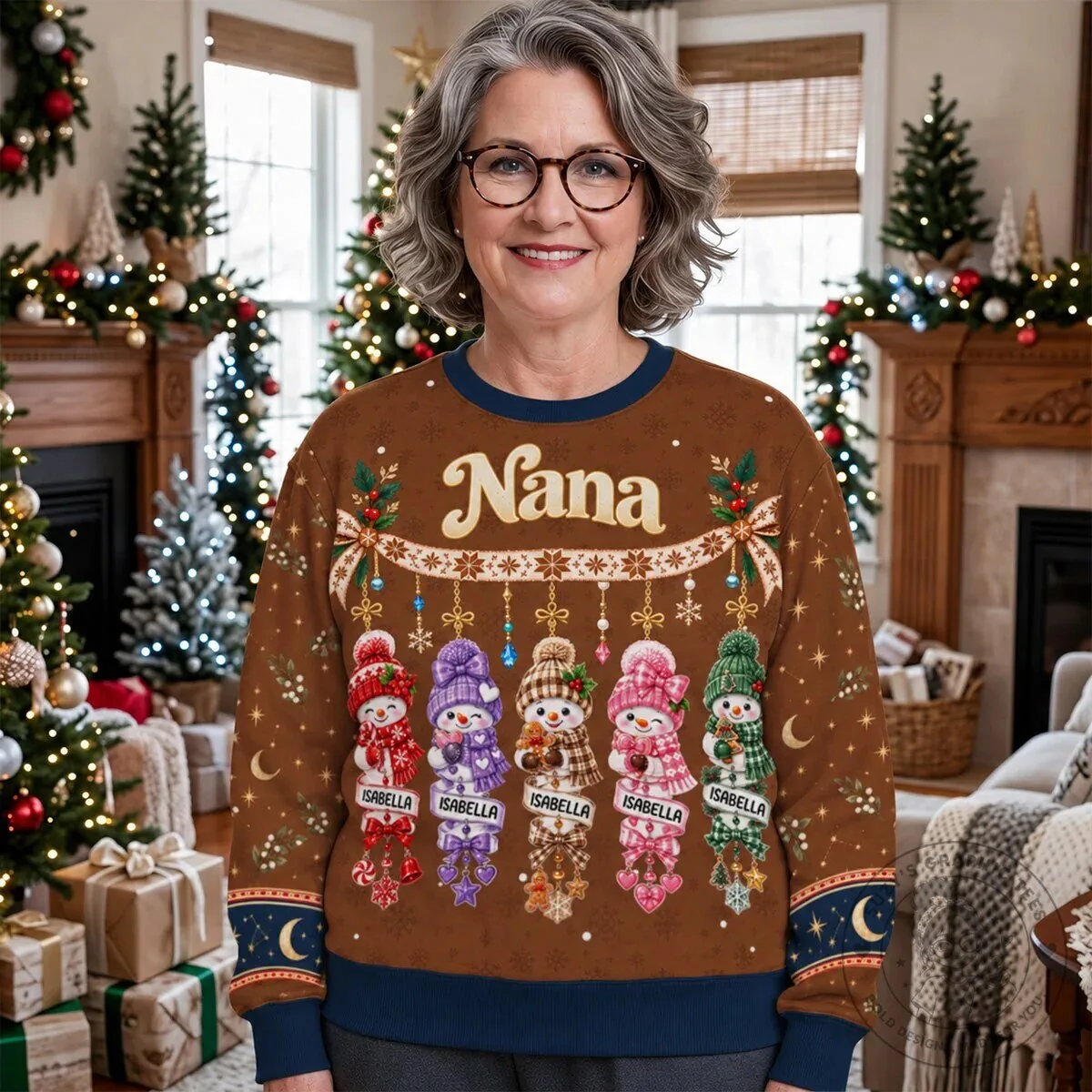 Personalized Grandma's Little Snowmen Christmas Holiday Sweatshirt 13 Personalized Grandma