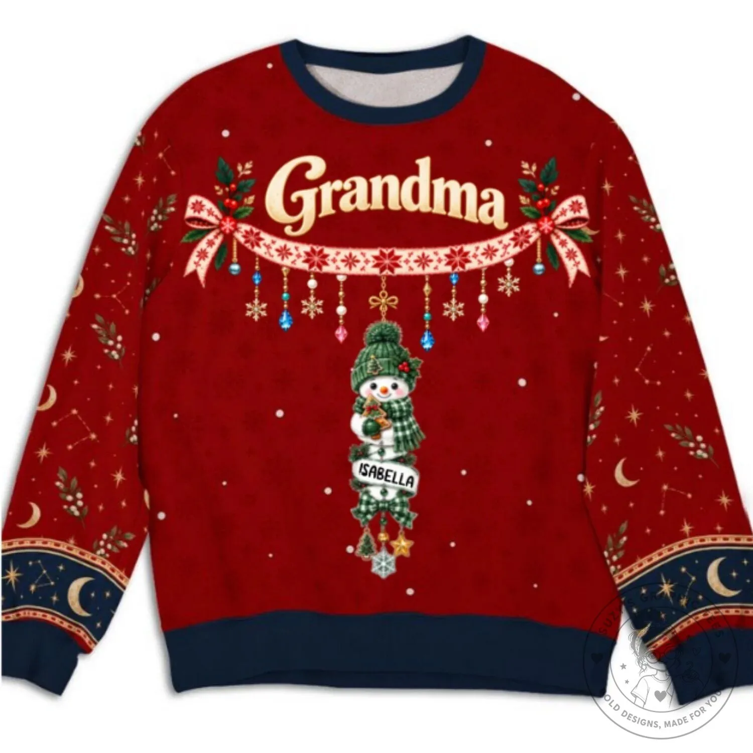 Personalized Grandma's Little Snowmen Christmas Holiday Sweatshirt 15 Personalized Grandma