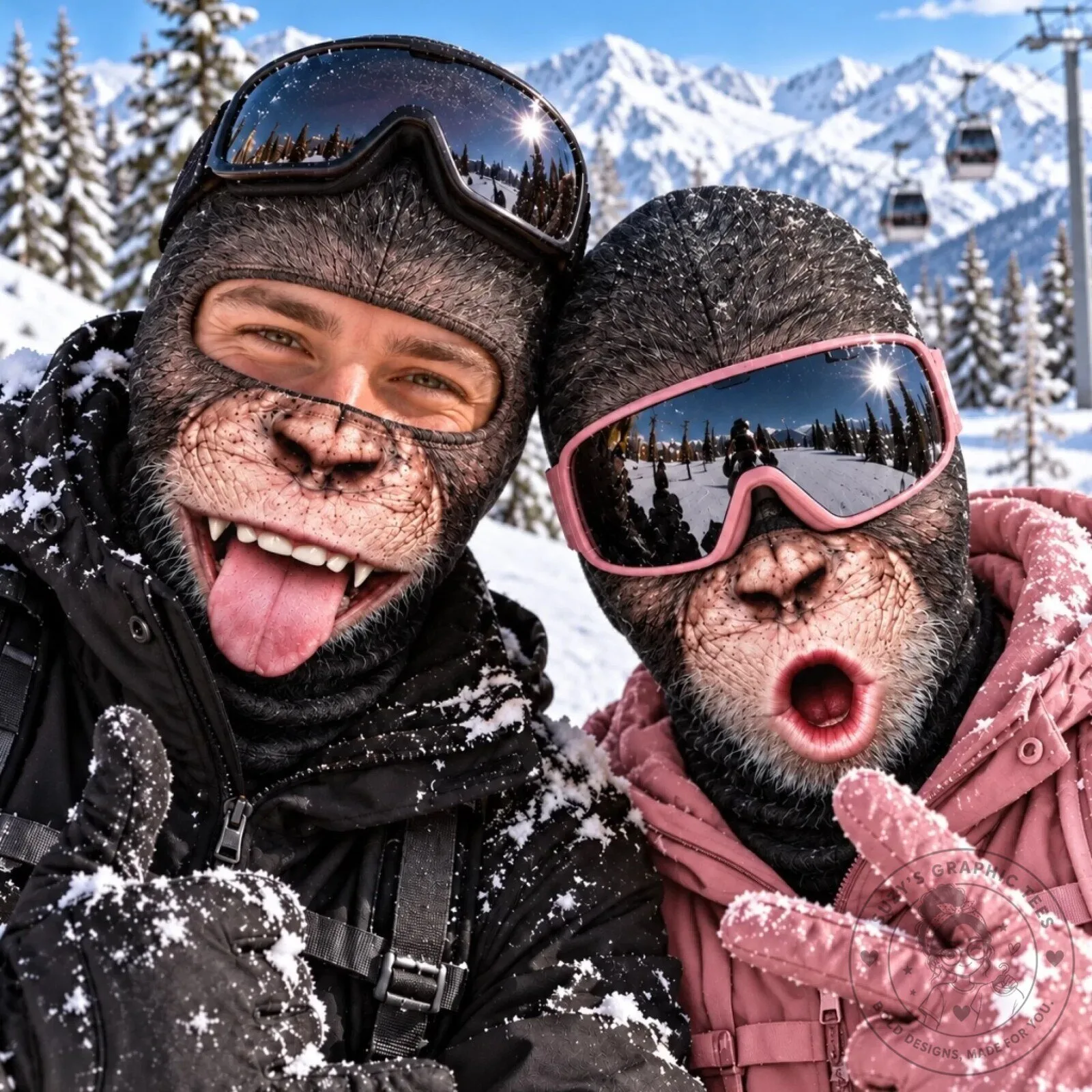 Funny Monkey Skiing Costume Balaclava Face Mask