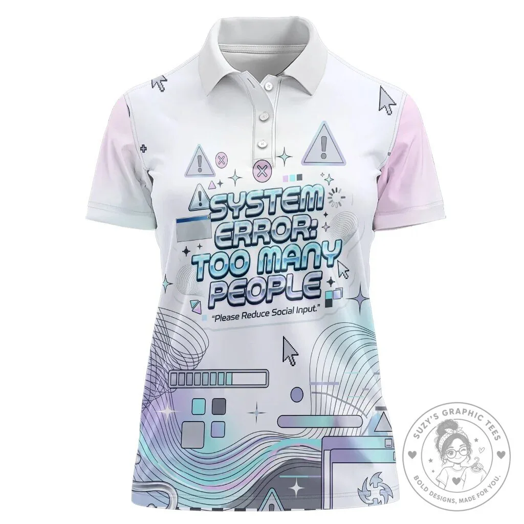 System Error Too Many People Cyber Aesthetic Polo Shirt