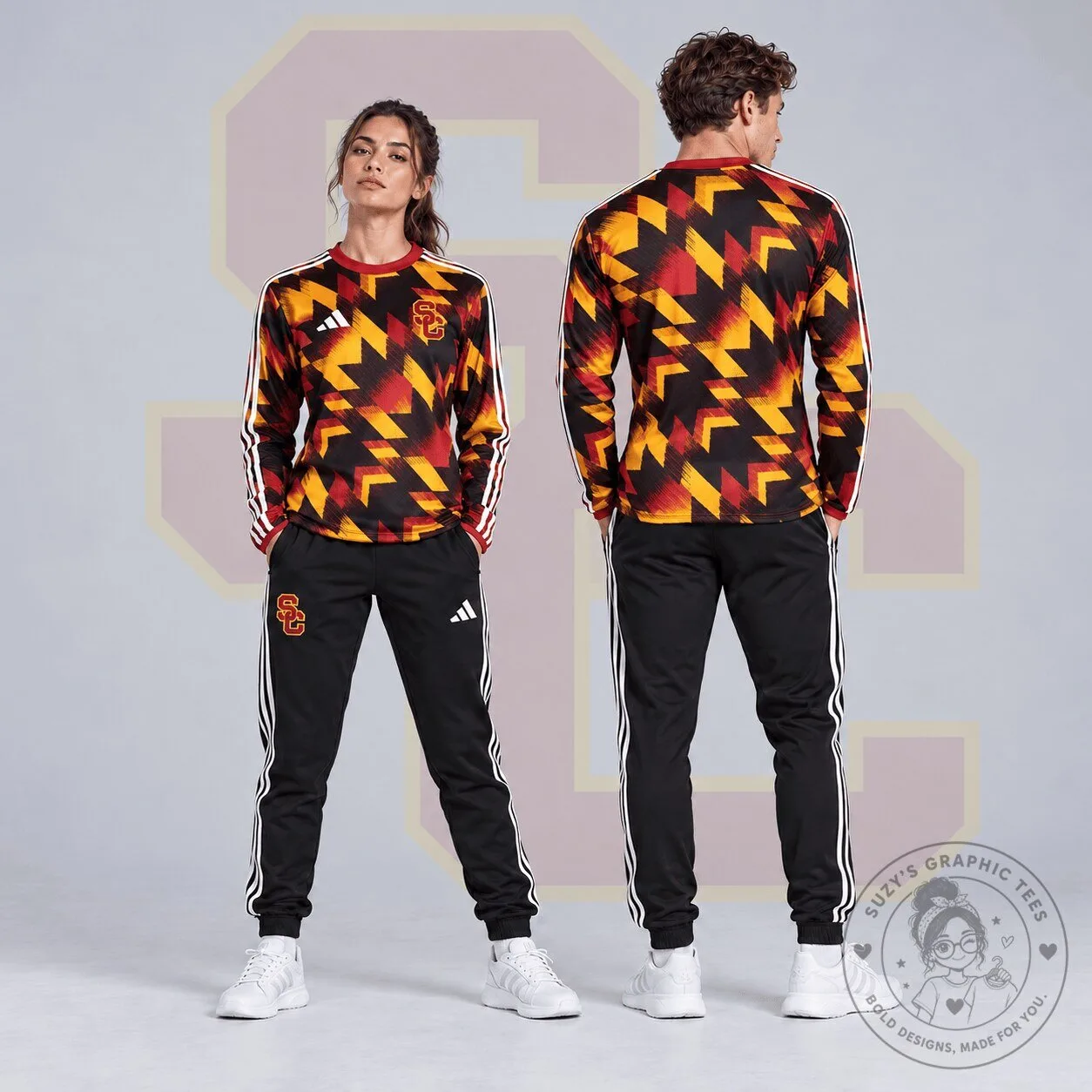 University of Southern California Trojans Geometric Pattern Long Sleeve Shirt