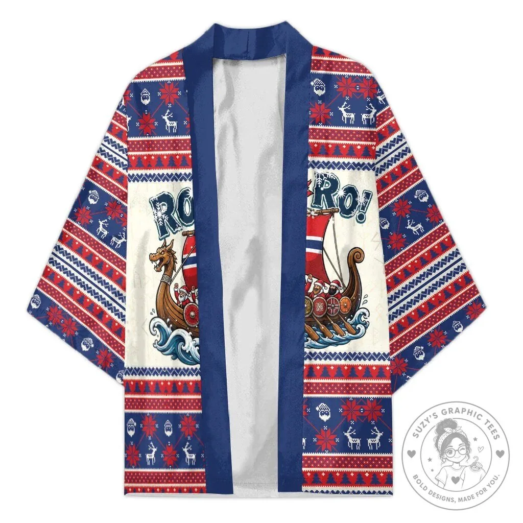 Norge Christmas Viking Santa Claus Ro Ro Holiday Kimono Cardigan