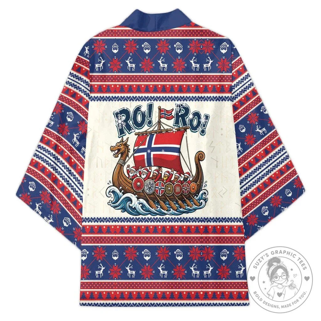 Norge Christmas Viking Santa Claus Ro Ro Holiday Kimono Cardigan 7 Norge Christmas Viking Santa Claus Ro Ro Holiday Kimono Cardigan