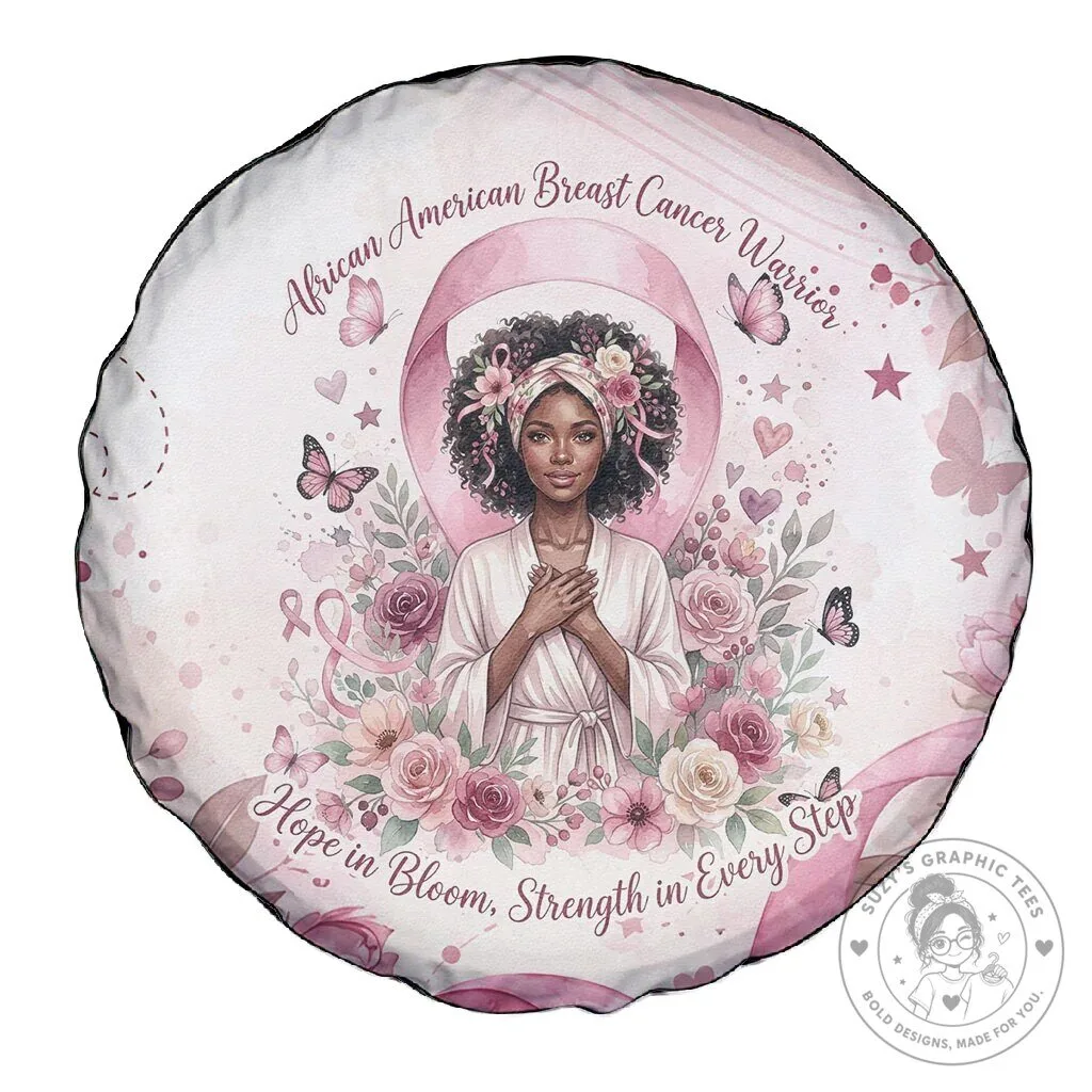 African American Breast Cancer Warrior Hope in Bloom Spare Tire Cover 8 African American Breast Cancer Warrior Hope in Bloom Spare Tire Cover
