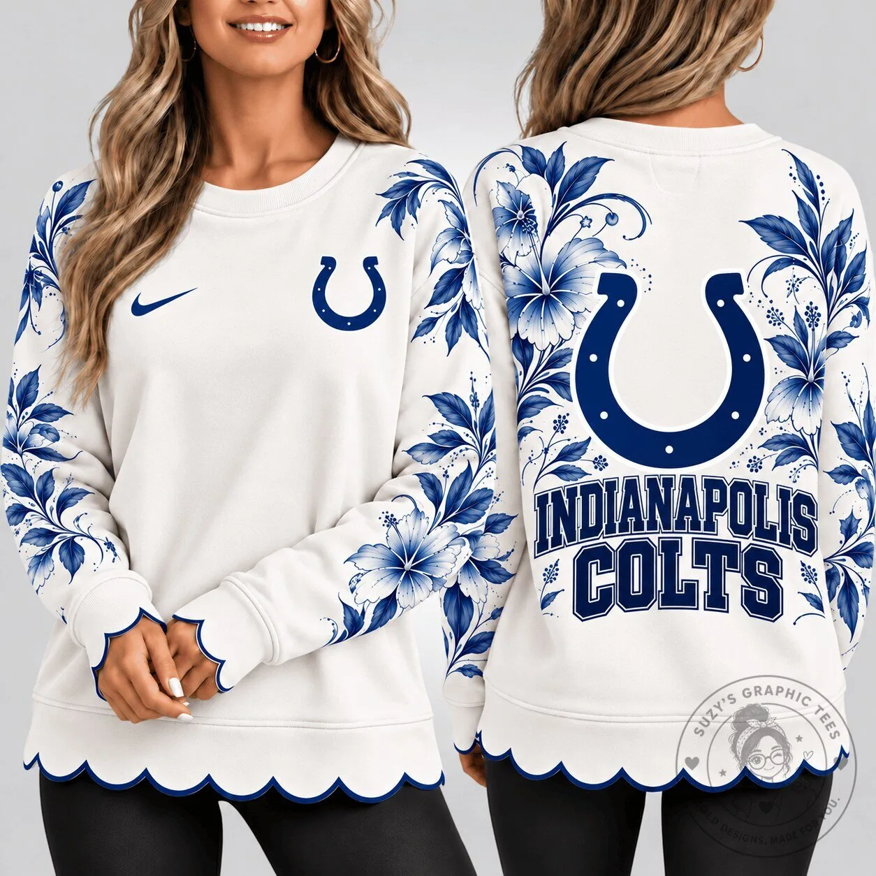 Indianapolis Colts Floral Elegance Crewneck Sweatshirt