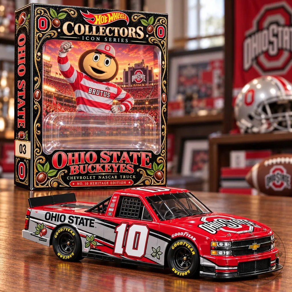 Ohio State Buckeyes Hot Wheels NASCAR Chevrolet Truck Die-Cast Collectible Ohio State Buckeyes Hot Wheels NASCAR Chevrolet Truck Die-Cast Collectible