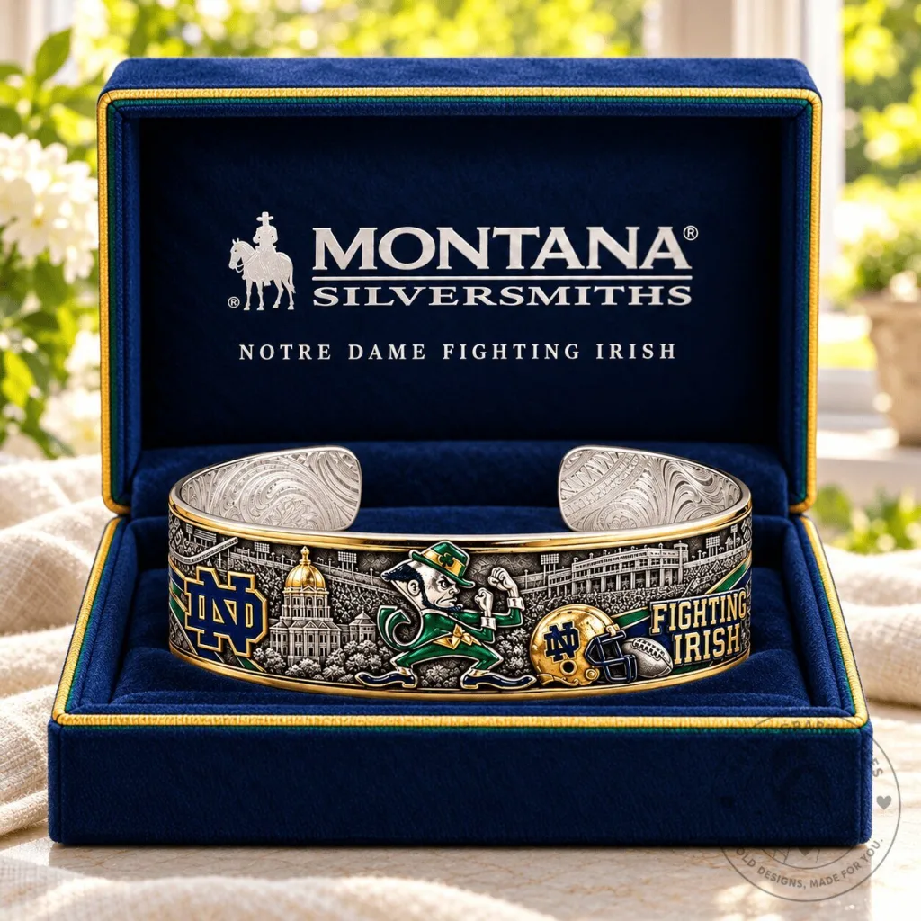 Notre Dame Fighting Irish Sculpted Collector Cuff Bracelet by Montana Silversmiths Notre Dame Fighting Irish Sculpted Collector Cuff Bracelet by Montana Silversmiths