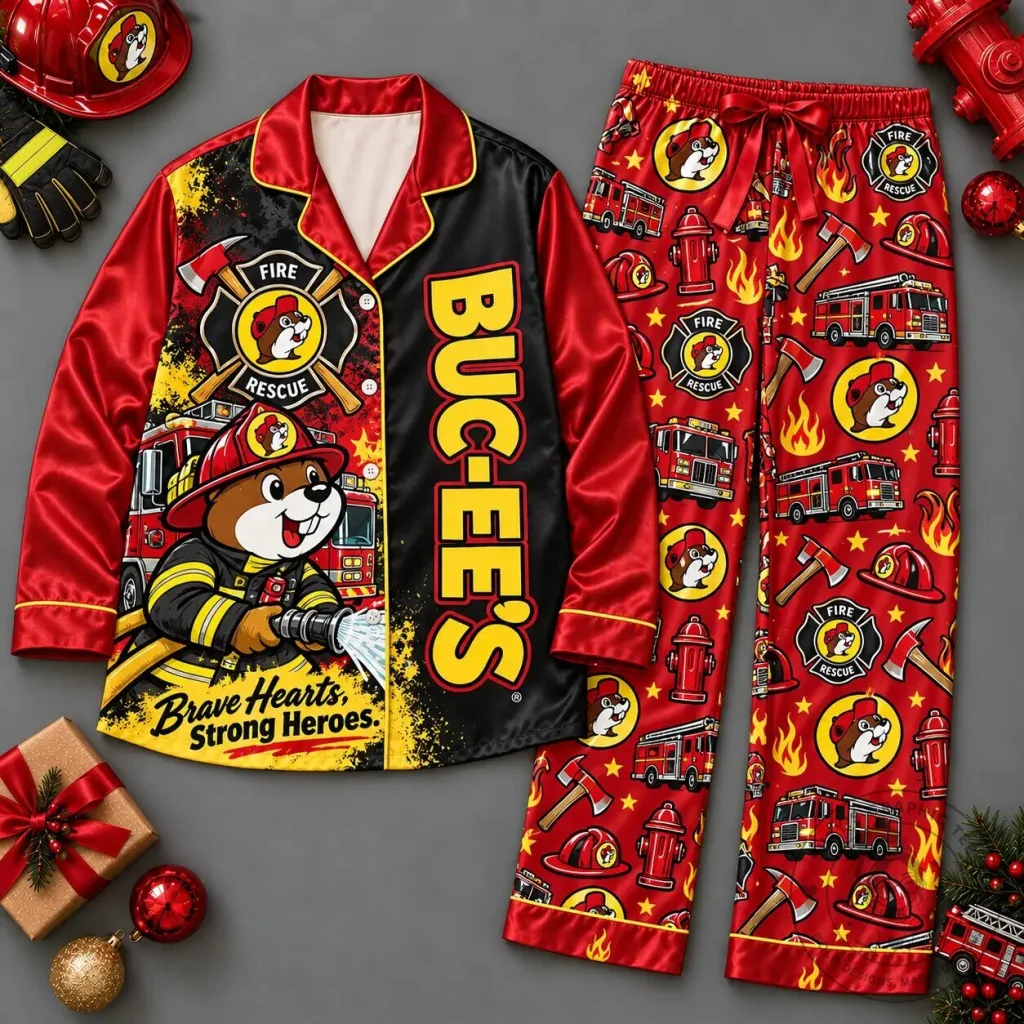 Buc-ee's Pajamas Fire Rescue Brave Hearts Strong Heroes Sleepwear Set Buc-ee's Pajamas Fire Rescue Brave Hearts Strong Heroes Sleepwear Set