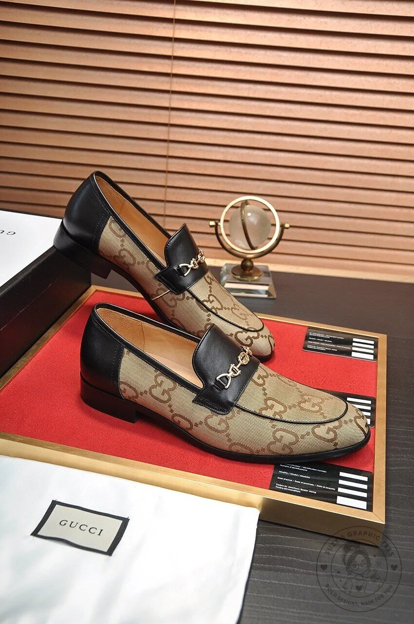 Men's Luxury Slip-On Dress Shoes, Gucci Horsebit Loafers with Monogram Design 10 Men