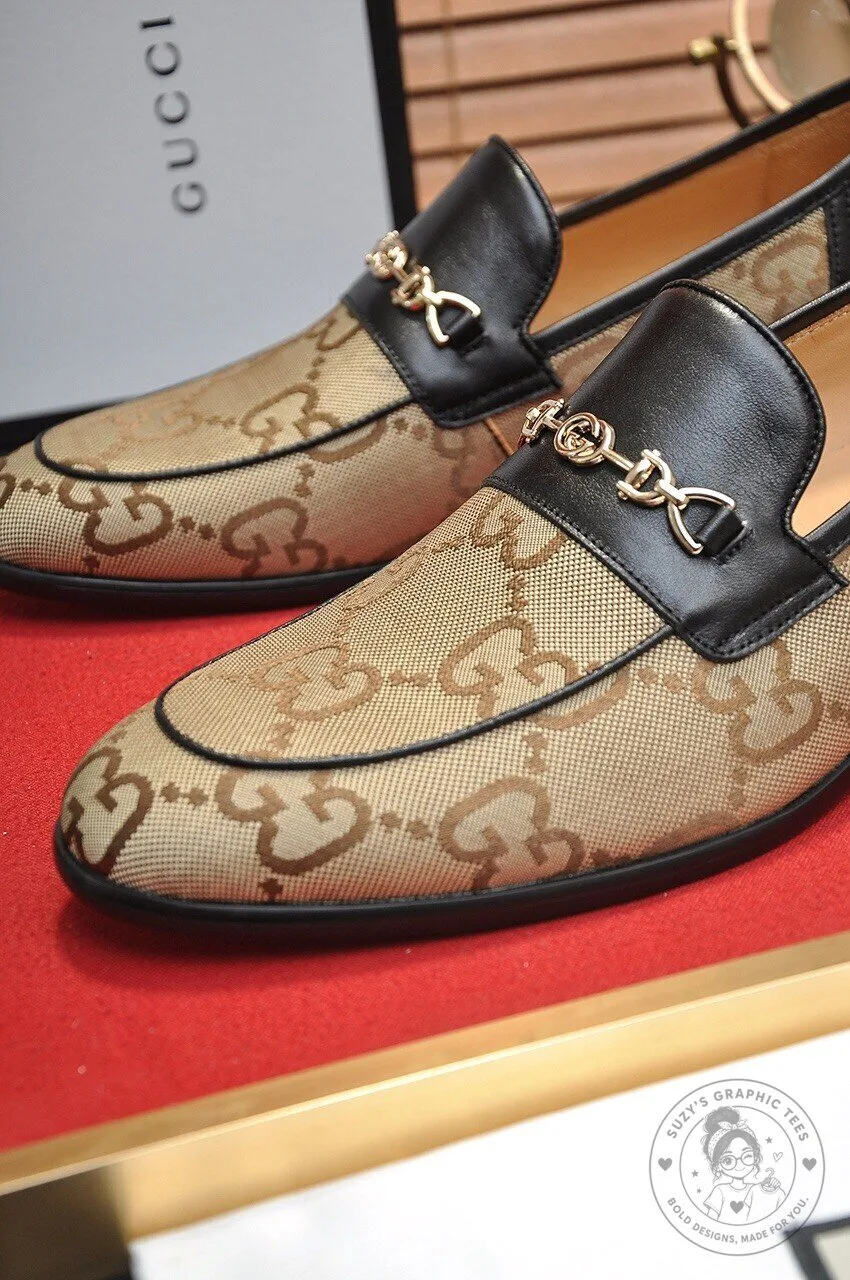 Men's Luxury Slip-On Dress Shoes, Gucci Horsebit Loafers with Monogram Design 12 Men