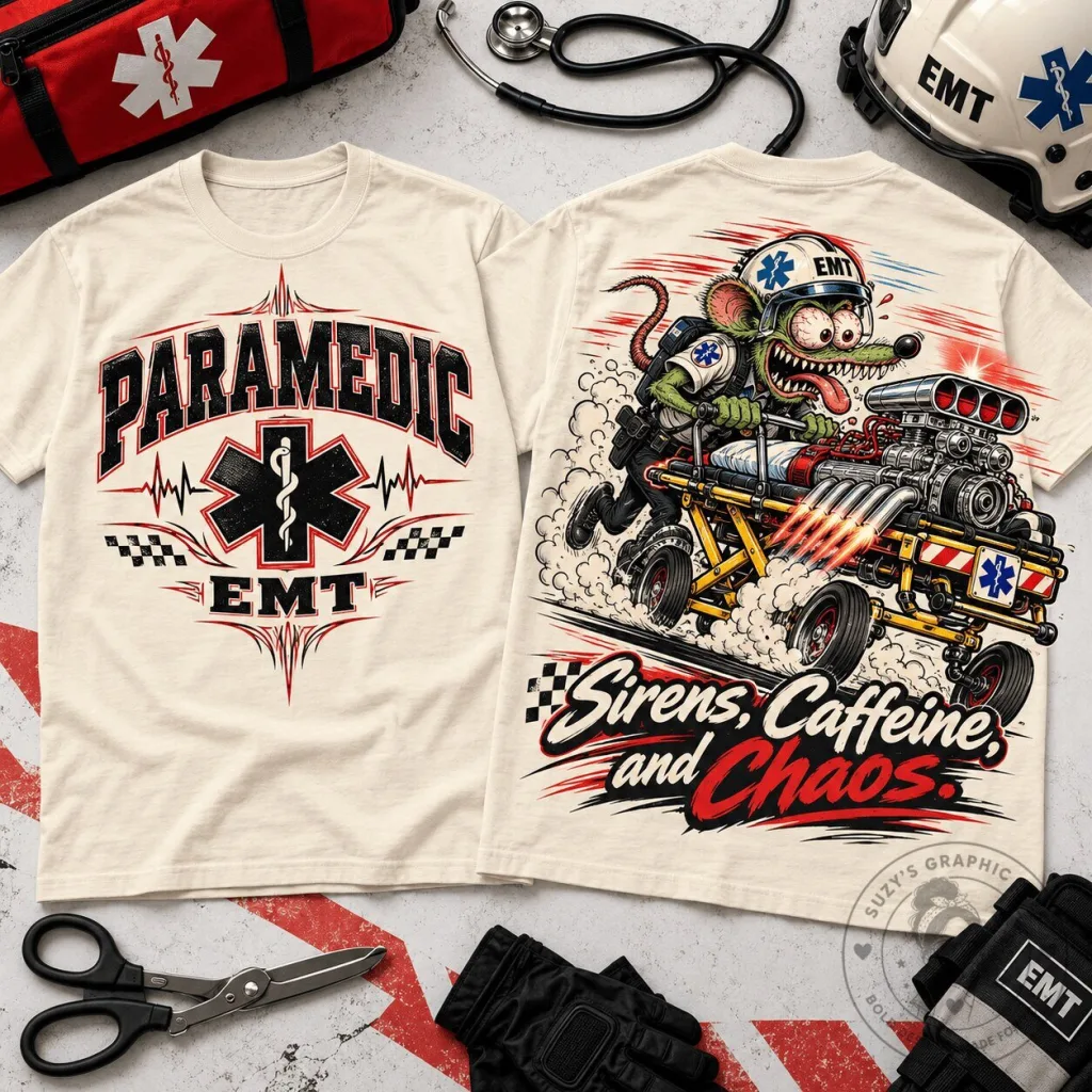 Paramedic EMT Sirens Caffeine And Chaos T-Shirt Paramedic EMT Sirens Caffeine And Chaos T-Shirt
