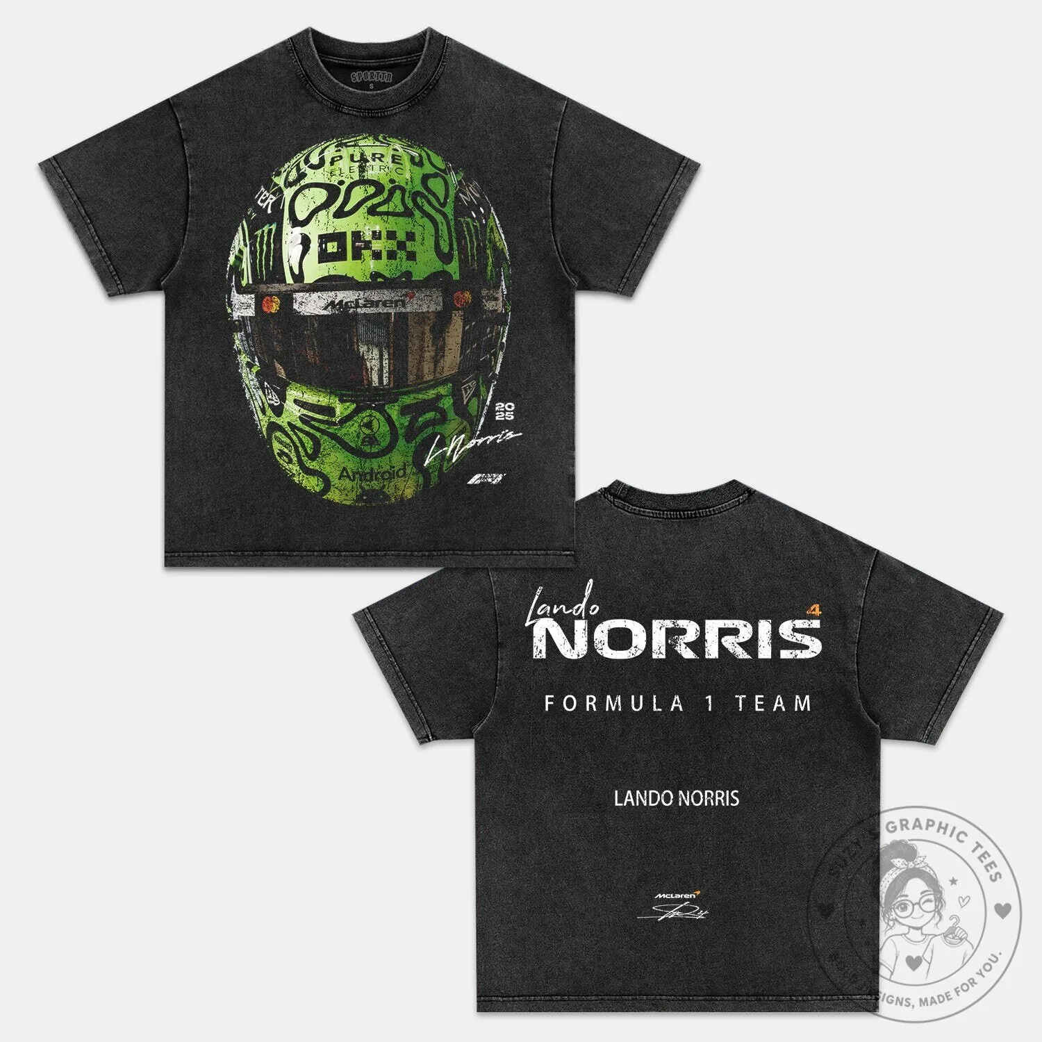 Lando Norris Formula 1 Team Racing Helmet T-Shirt