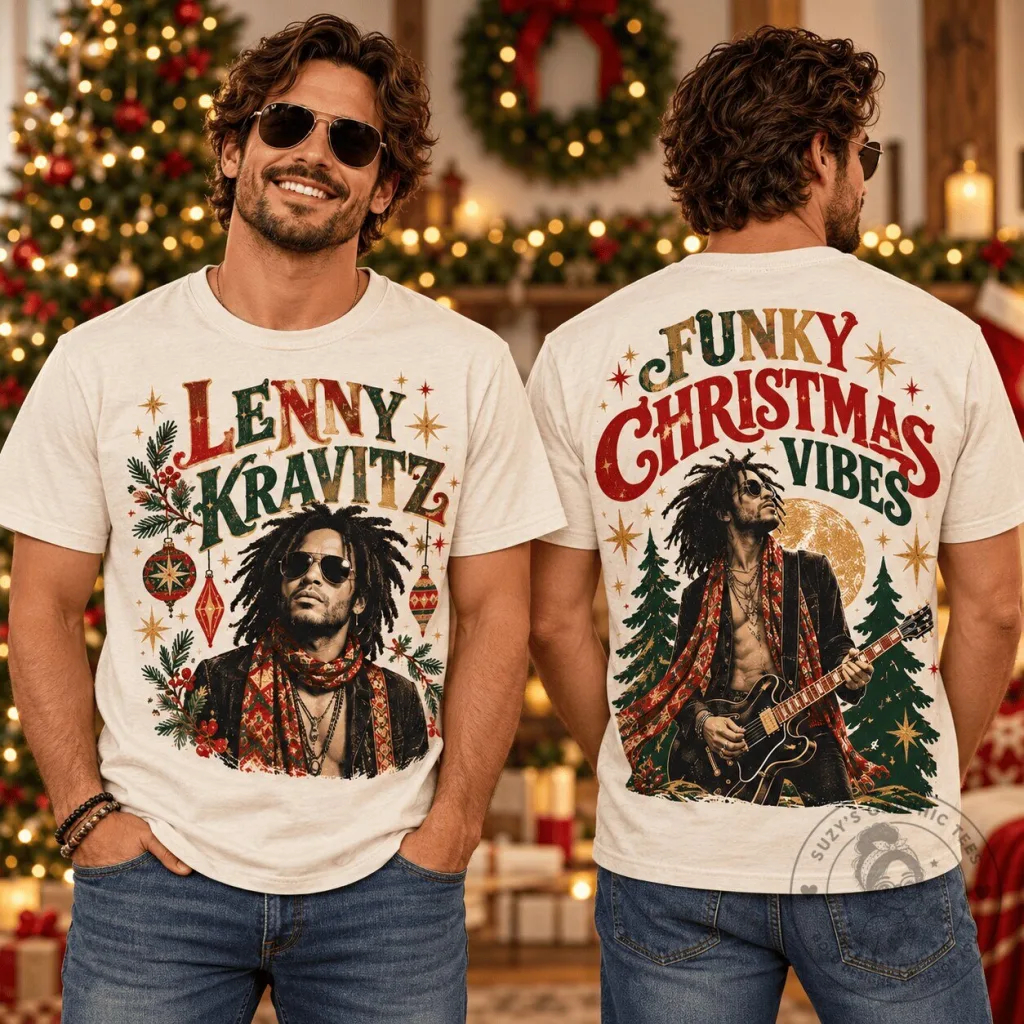 Lenny Kravitz Funky Christmas Vibes Holiday Season Graphic T-Shirt Lenny Kravitz Funky Christmas Vibes Holiday Season Graphic T-Shirt