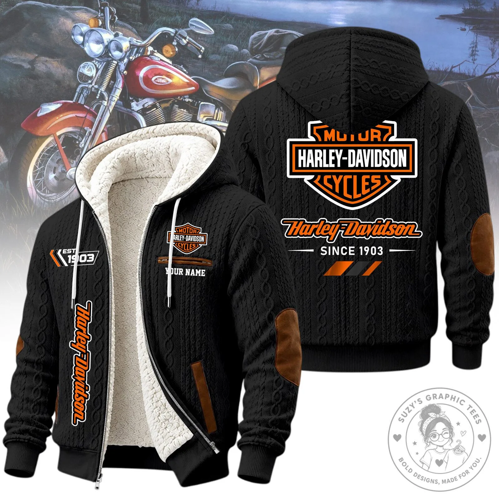 Harley-Davidson Motorcycle Club Fleece-Lined Winter Jacket