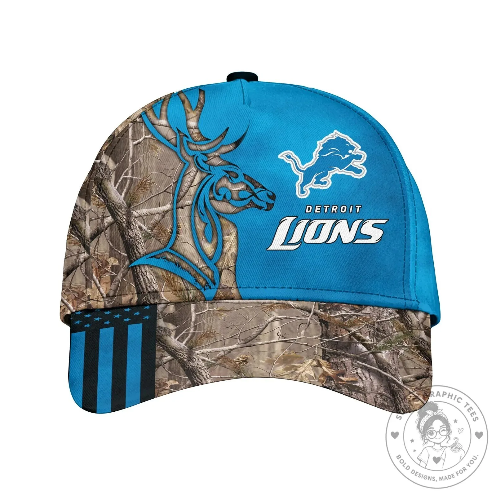 Detroit Lions Deer Hunting Camouflage Baseball Cap Hat