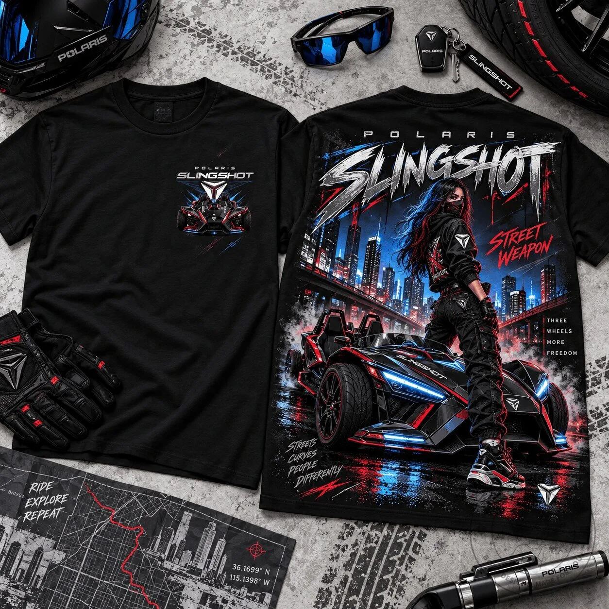 Polaris Slingshot Street Weapon Three Wheels More Freedom T-Shirt