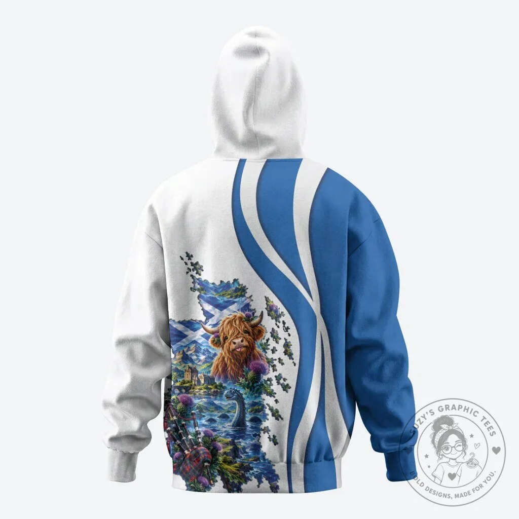 Scotland National Flag Highland Cow Nessie Cultural Art Hoodie 11 Scotland National Flag Highland Cow Nessie Cultural Art Hoodie