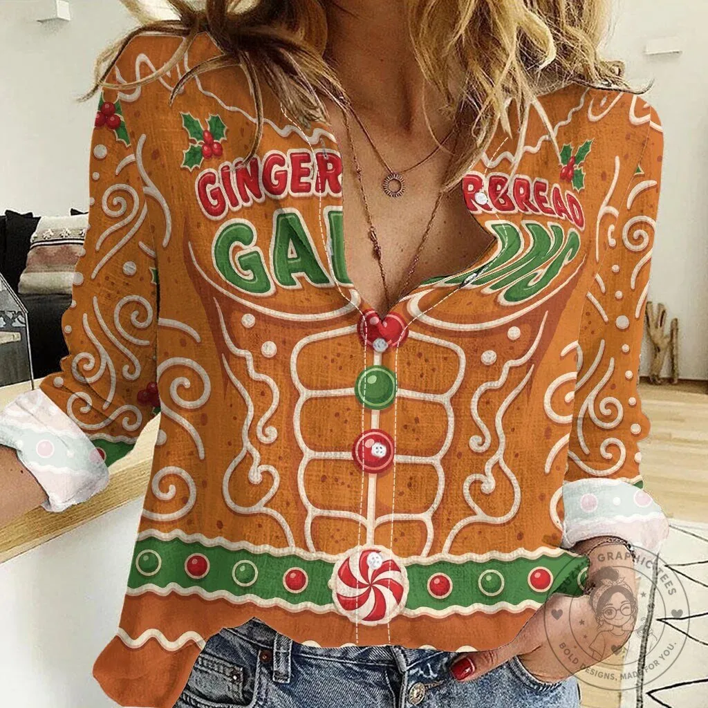 Funny Gingerbread Man Bodybuilder Christmas Holiday Long-Sleeve Shirt