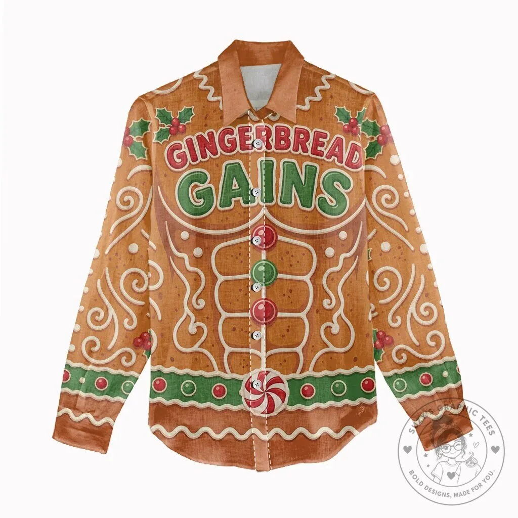 Funny Gingerbread Man Bodybuilder Christmas Holiday Long-Sleeve Shirt 7 Funny Gingerbread Man Bodybuilder Christmas Holiday Long-Sleeve Shirt