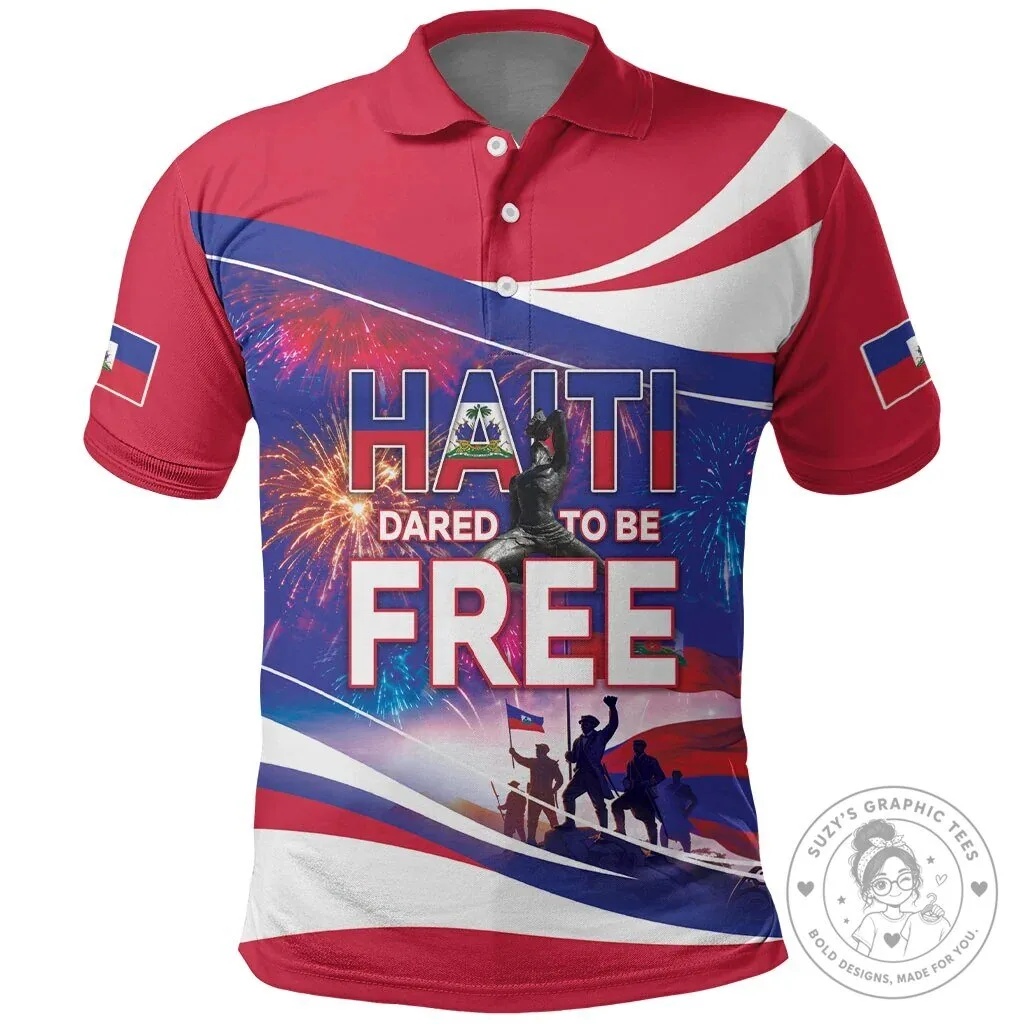 Haiti Independence Day 1804 Dared To Be Free Patriotic Polo Shirt