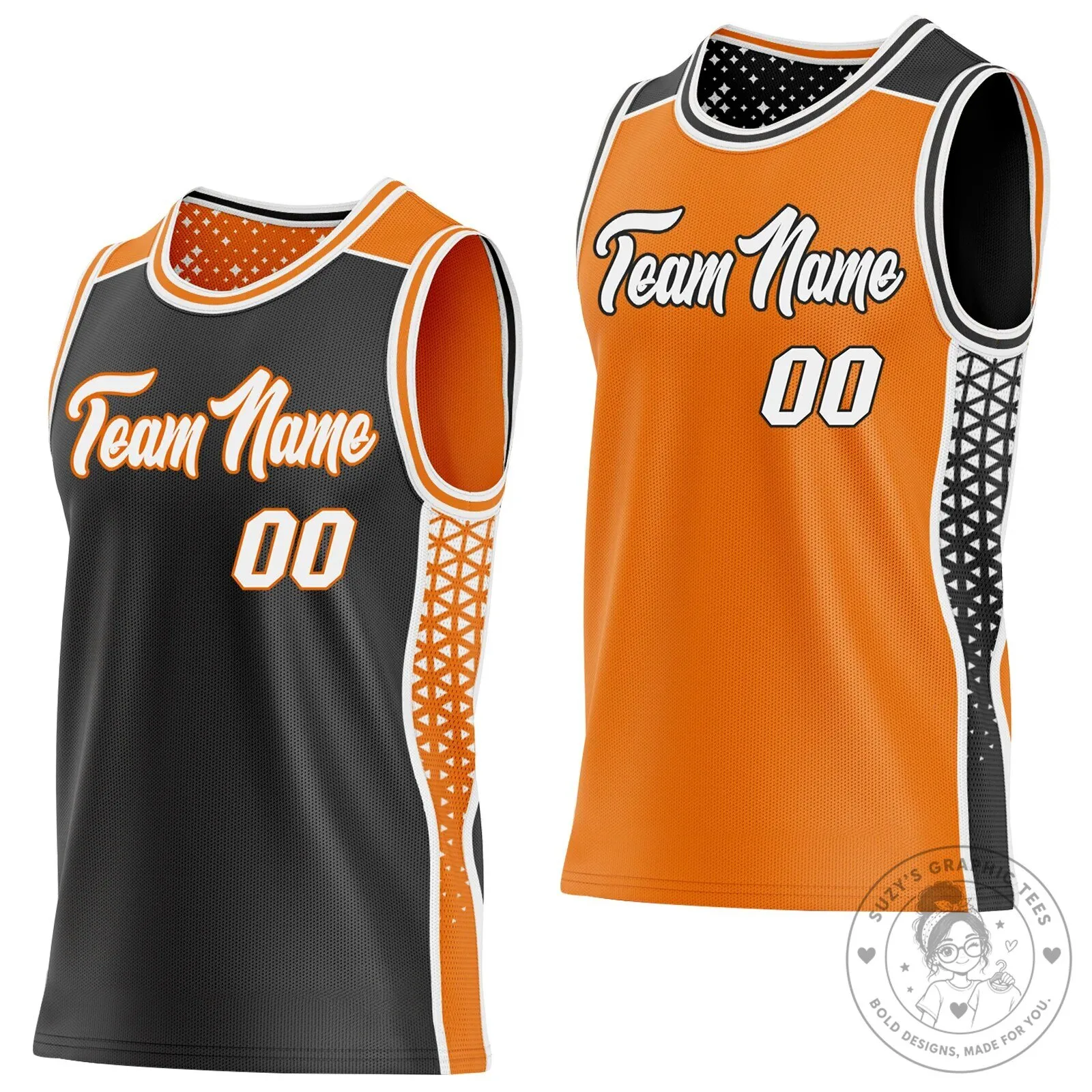 Custom Black Orange Reversible Basketball Jersey with Geometric Triangle Gradient 9 Custom Black Orange Reversible Basketball Jersey with Geometric Triangle Gradient