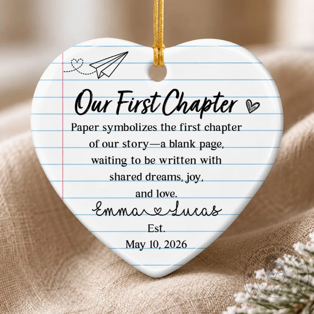 Our First Chapter Personalized Wedding Keepsake Heart Ceramic Ornament Our First Chapter Personalized Wedding Keepsake Heart Ceramic Ornament