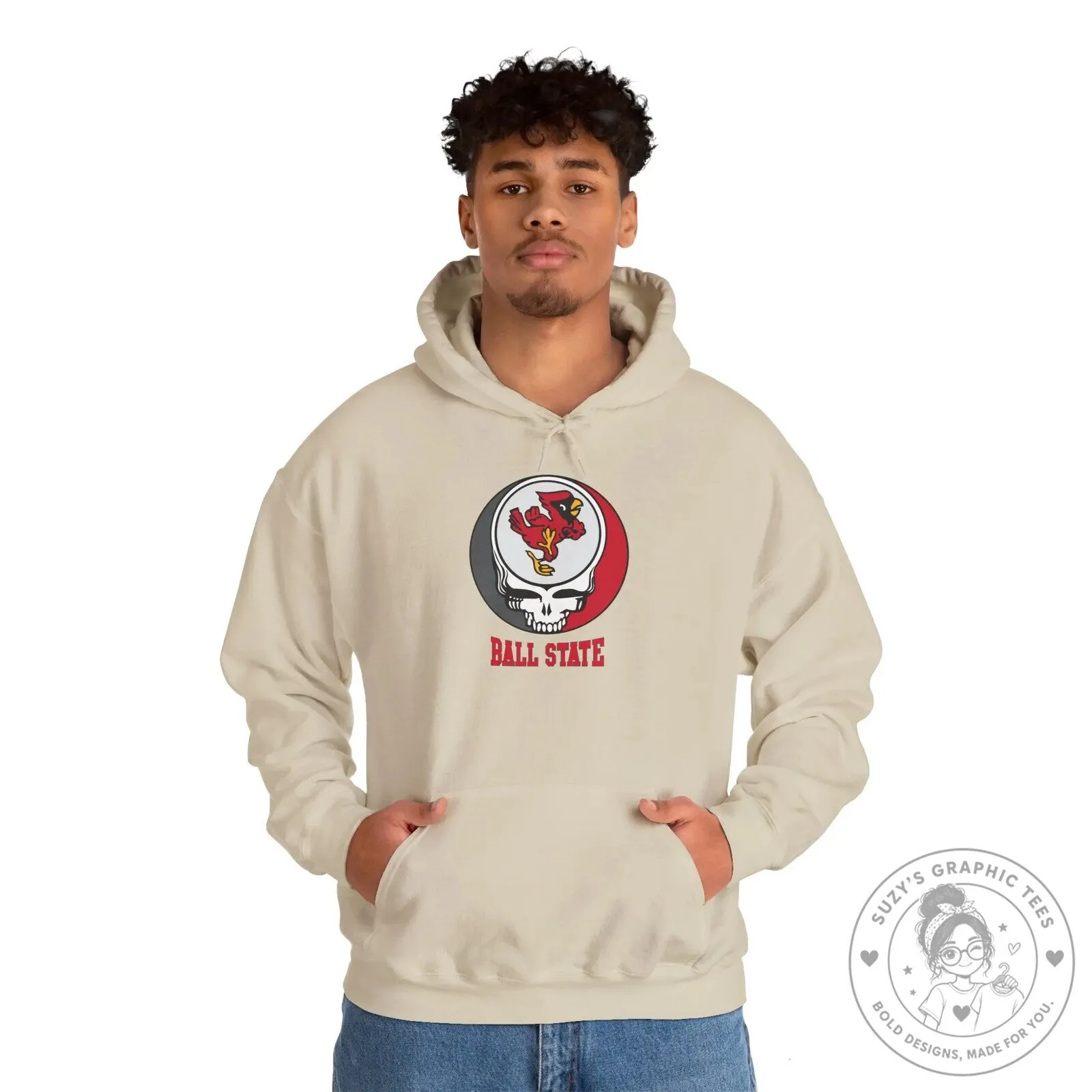 Ball State University Cardinals Grateful Dead Style Skull Hoodie 15 Ball State University Cardinals Grateful Dead Style Skull Hoodie