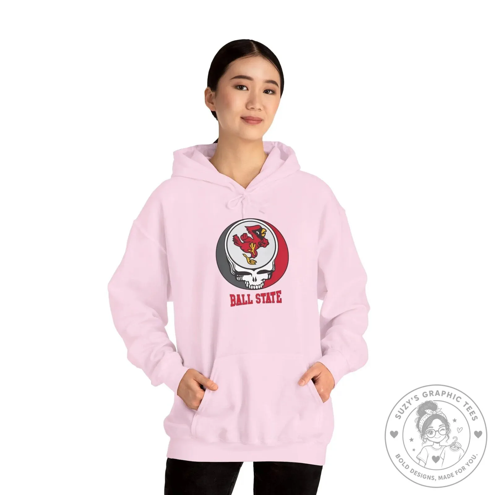 Ball State University Cardinals Grateful Dead Style Skull Hoodie 17 Ball State University Cardinals Grateful Dead Style Skull Hoodie