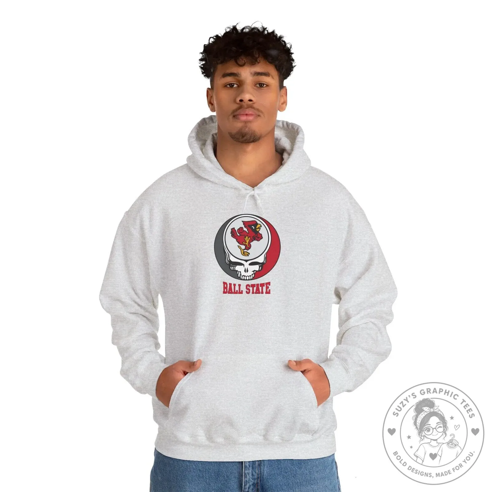 Ball State University Cardinals Grateful Dead Style Skull Hoodie 18 Ball State University Cardinals Grateful Dead Style Skull Hoodie