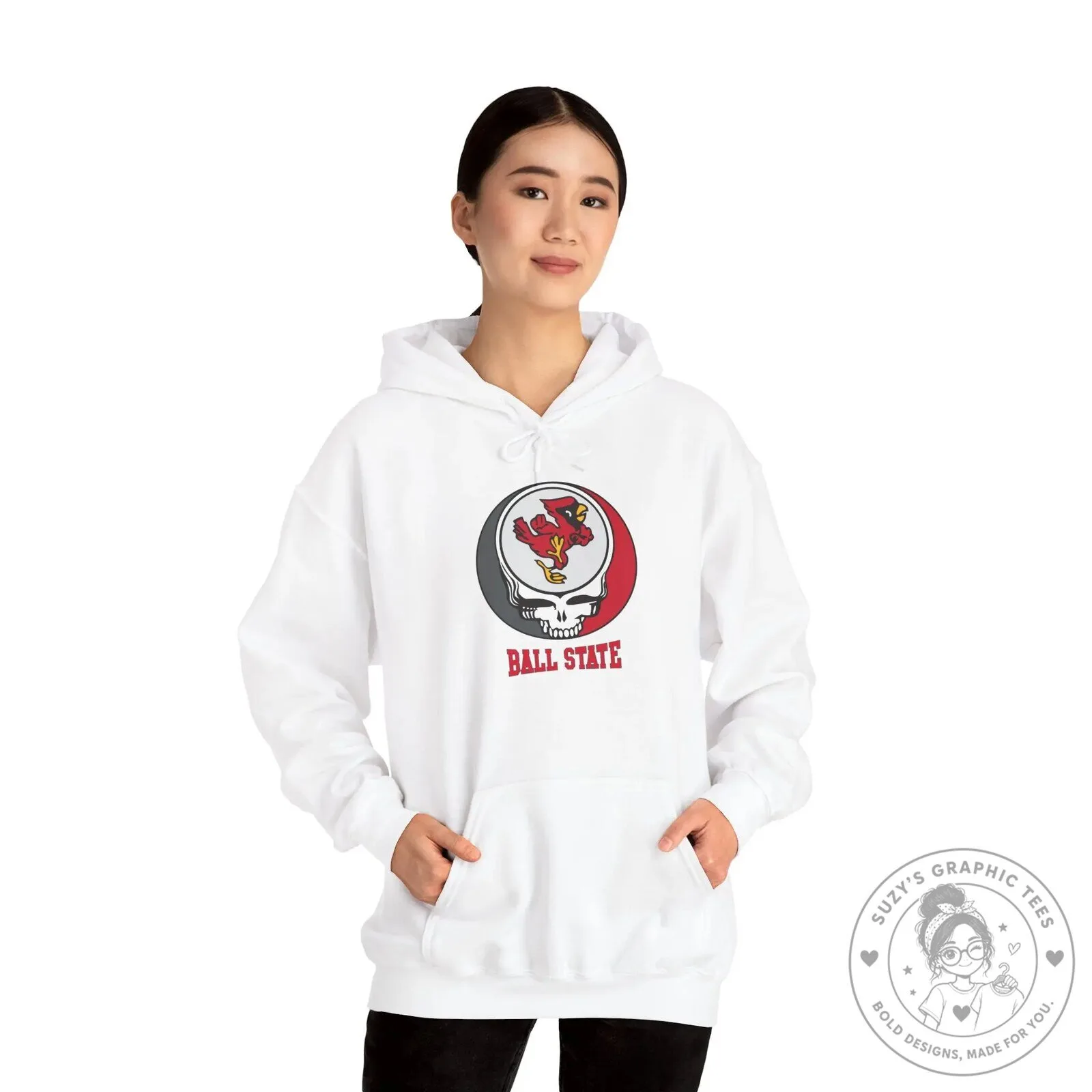 Ball State University Cardinals Grateful Dead Style Skull Hoodie 19 Ball State University Cardinals Grateful Dead Style Skull Hoodie