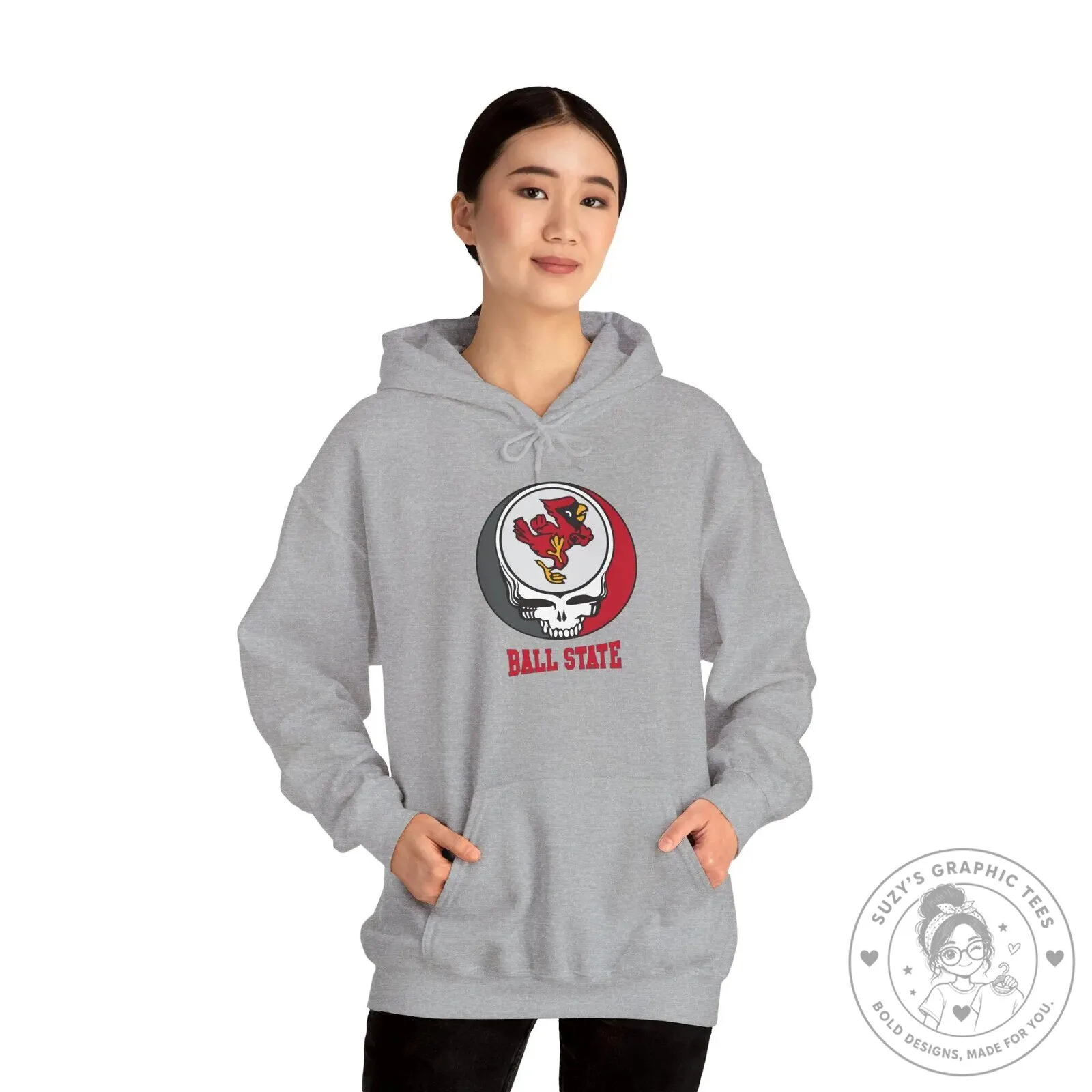Ball State University Cardinals Grateful Dead Style Skull Hoodie 20 Ball State University Cardinals Grateful Dead Style Skull Hoodie
