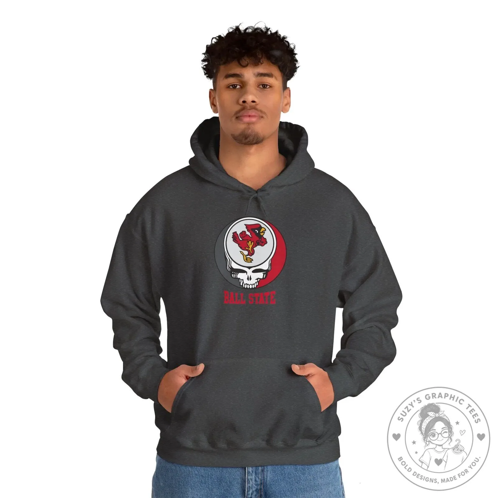 Ball State University Cardinals Grateful Dead Style Skull Hoodie 21 Ball State University Cardinals Grateful Dead Style Skull Hoodie