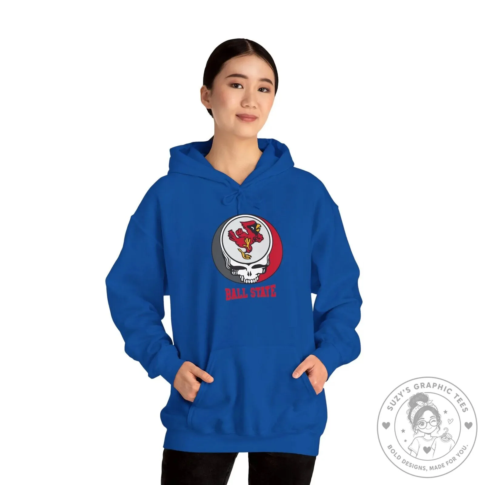 Ball State University Cardinals Grateful Dead Style Skull Hoodie 22 Ball State University Cardinals Grateful Dead Style Skull Hoodie