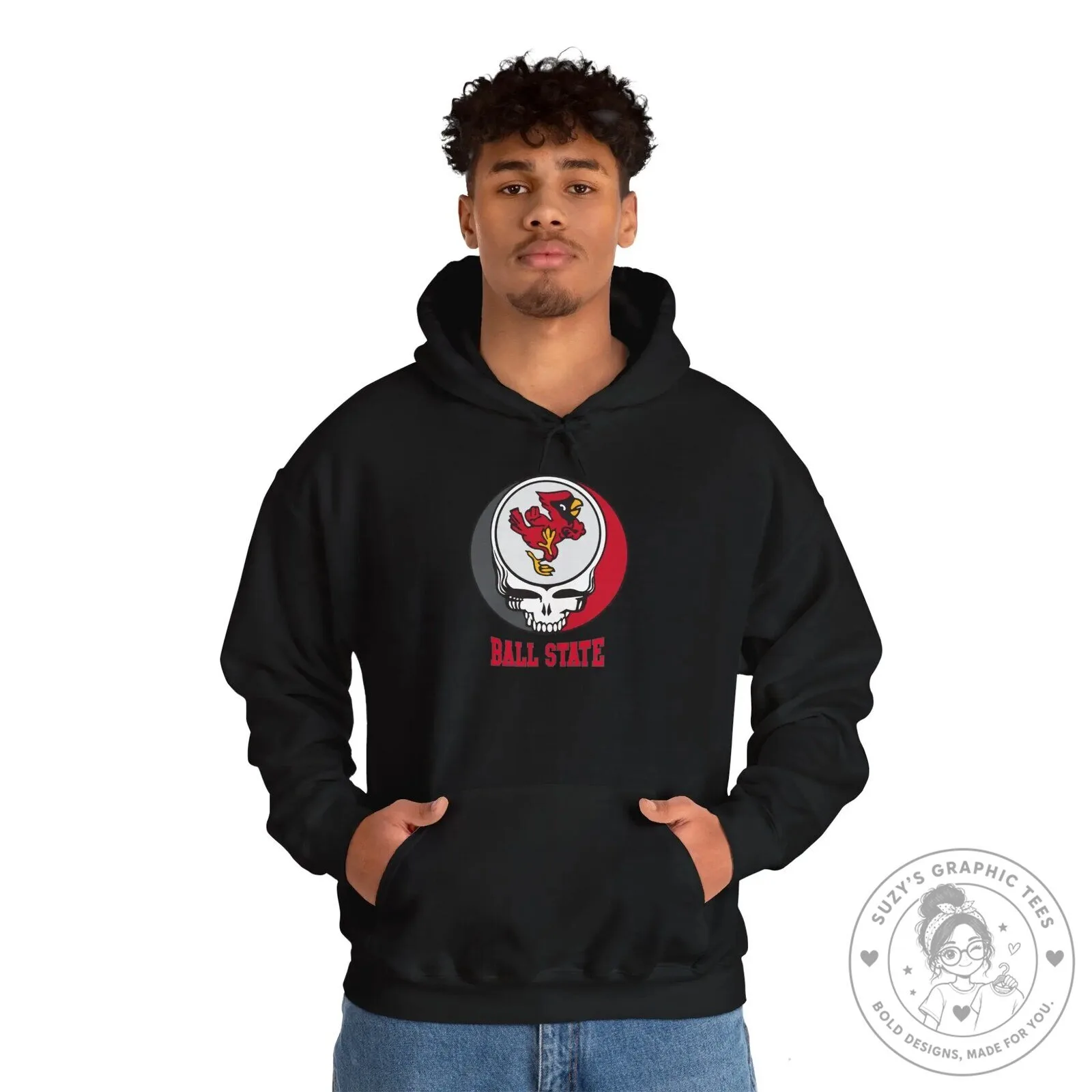 Ball State University Cardinals Grateful Dead Style Skull Hoodie 23 Ball State University Cardinals Grateful Dead Style Skull Hoodie