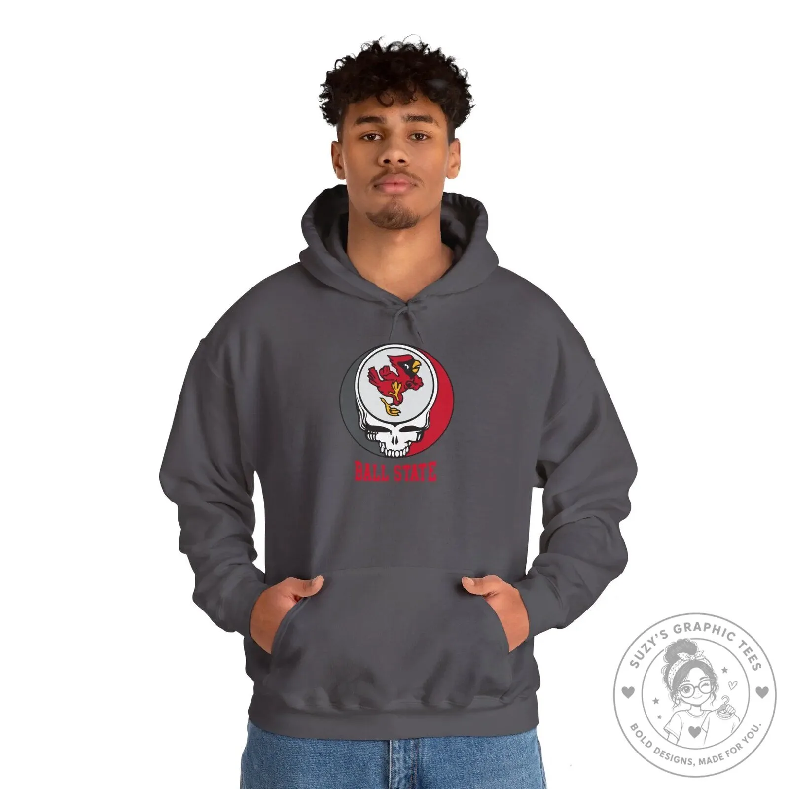 Ball State University Cardinals Grateful Dead Style Skull Hoodie 24 Ball State University Cardinals Grateful Dead Style Skull Hoodie