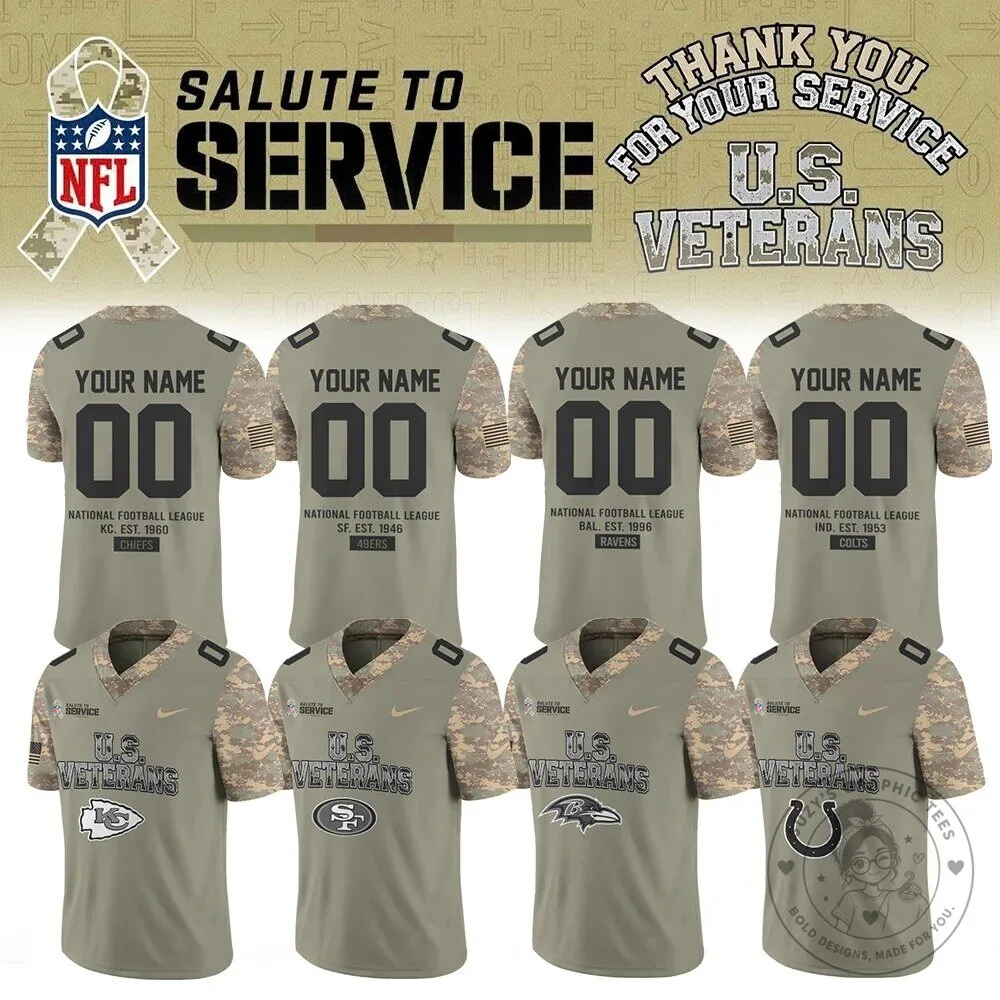 National Football League Salute To Service US Veterans Custom Football Jersey