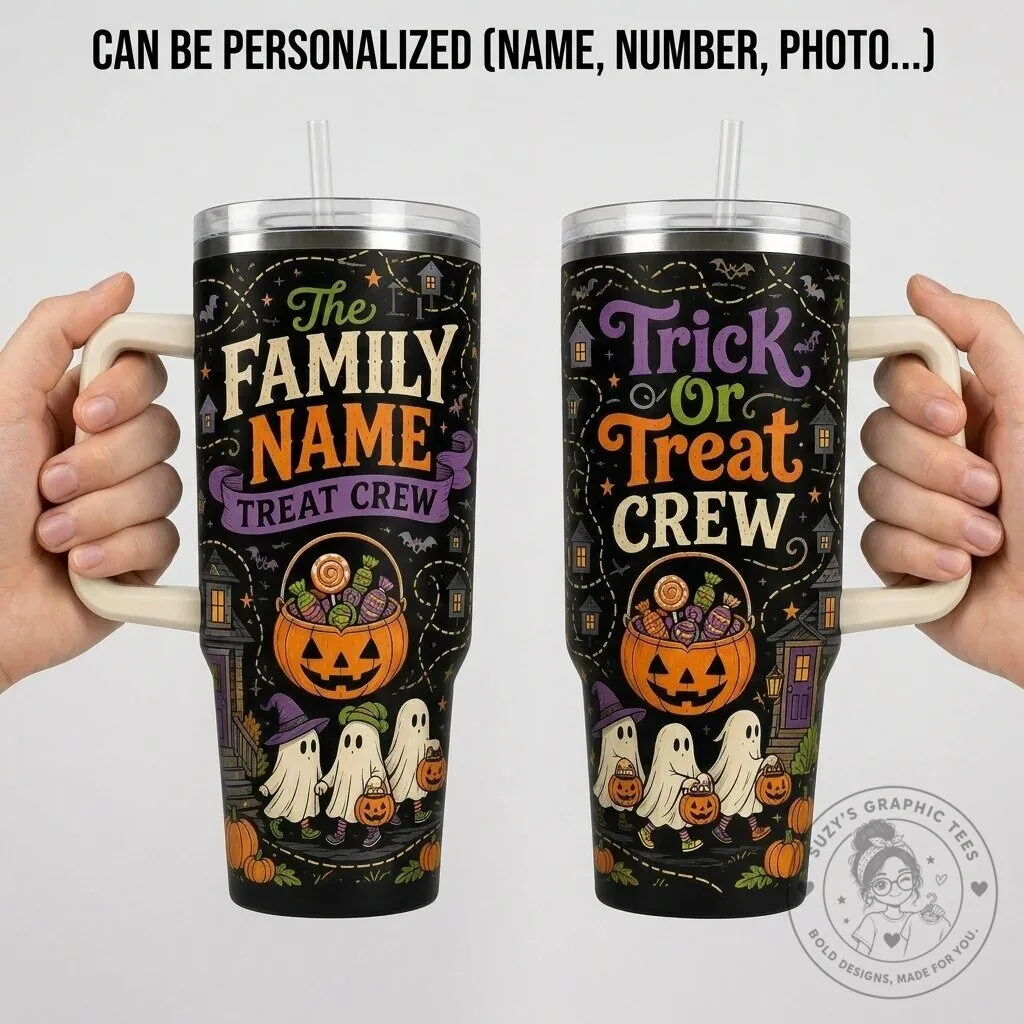 Personalized Halloween Family Treat Crew 40oz Tumbler with Handle 3 Personalized Halloween Family Treat Crew 40oz Tumbler with Handle