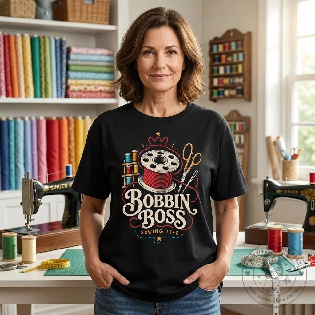 Bobbin Boss Sewing Life Creative Seamstress Gift T-Shirt
