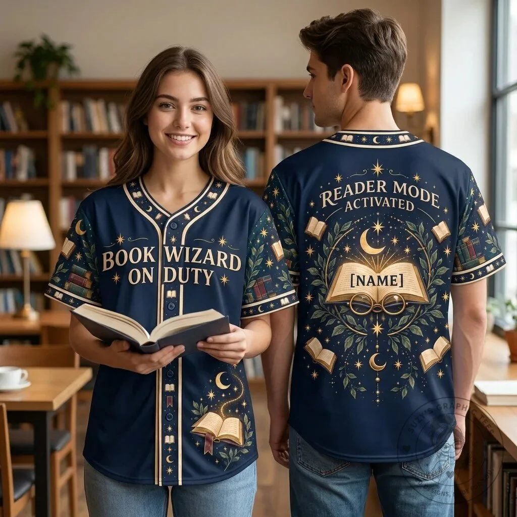Book Wizard On Duty Celestial Reading Baseball Jersey