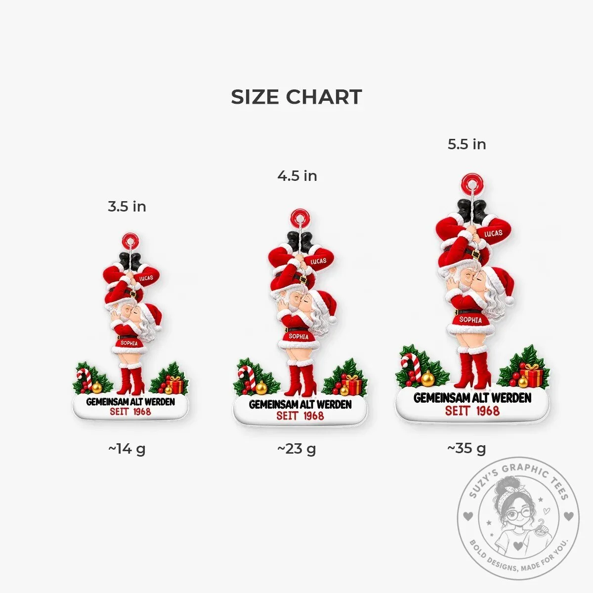 Personalized Kissing Santa Couple Growing Old Together Christmas Ornament 11 Personalized Kissing Santa Couple Growing Old Together Christmas Ornament
