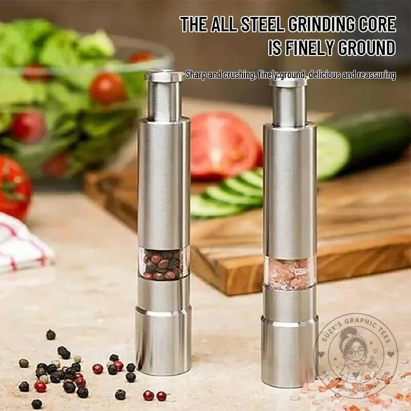 Stainless Steel Manual Salt and Pepper Grinder Set with Adjustable Coarseness 14 Stainless Steel Manual Salt and Pepper Grinder Set with Adjustable Coarseness