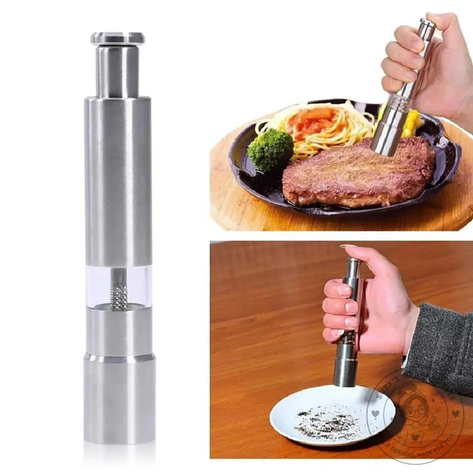 Stainless Steel Manual Salt and Pepper Grinder Set with Adjustable Coarseness 22 Stainless Steel Manual Salt and Pepper Grinder Set with Adjustable Coarseness