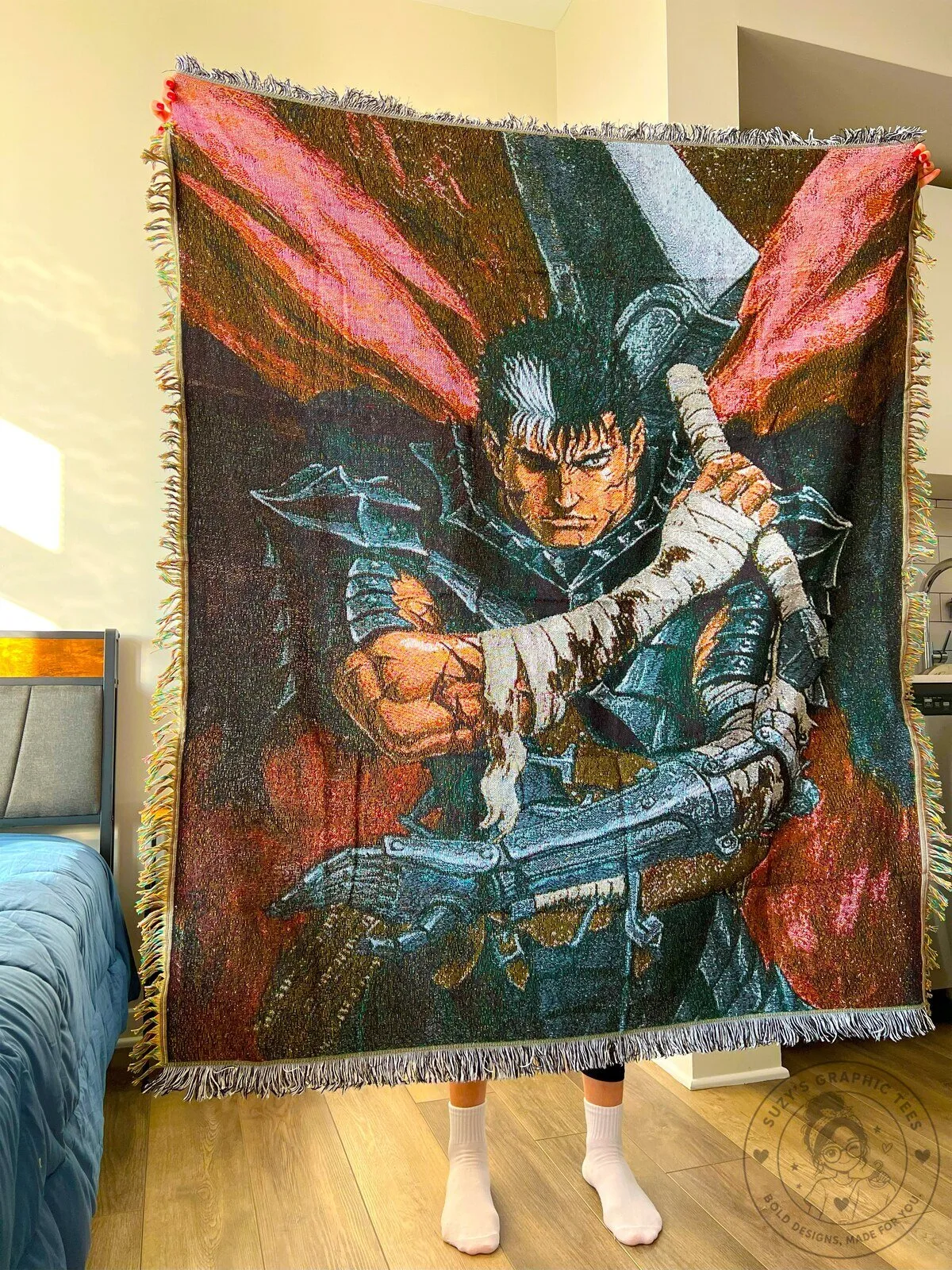 Berserk Guts Anime Manga Japanese Fantasy Art Woven Throw Blanket 8 Berserk Guts Anime Manga Japanese Fantasy Art Woven Throw Blanket