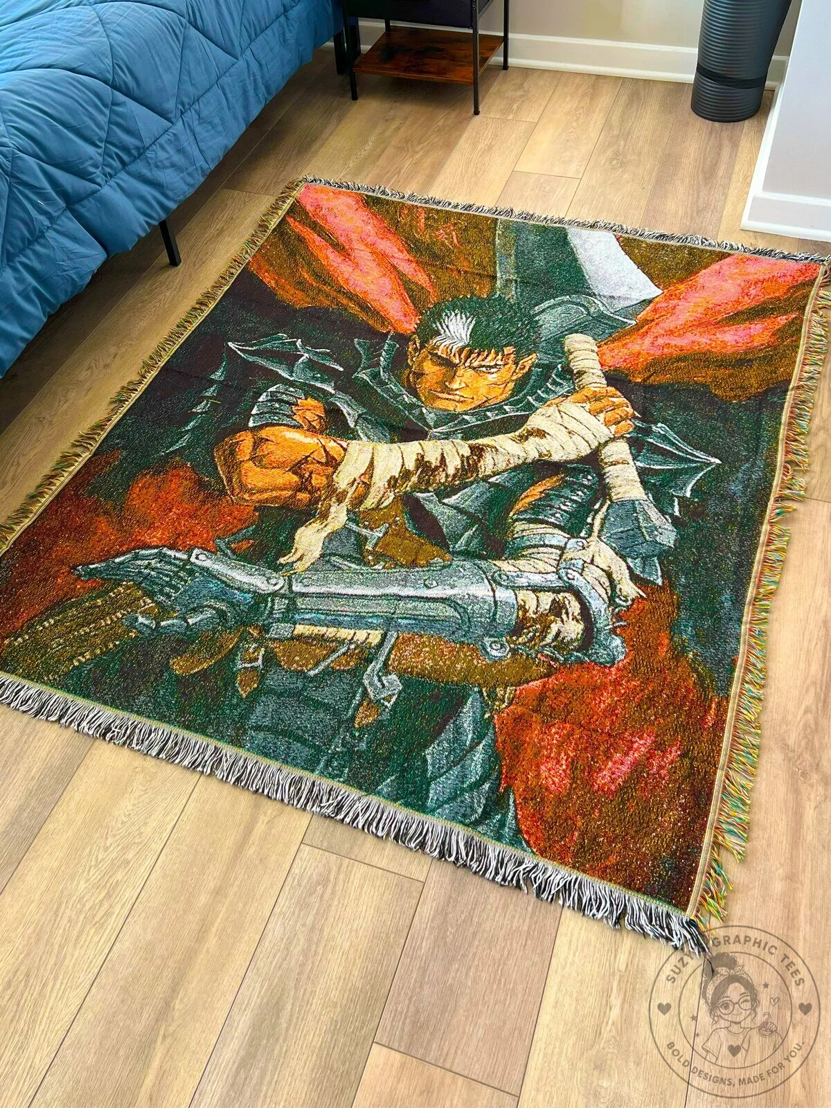 Berserk Guts Anime Manga Japanese Fantasy Art Woven Throw Blanket 9 Berserk Guts Anime Manga Japanese Fantasy Art Woven Throw Blanket