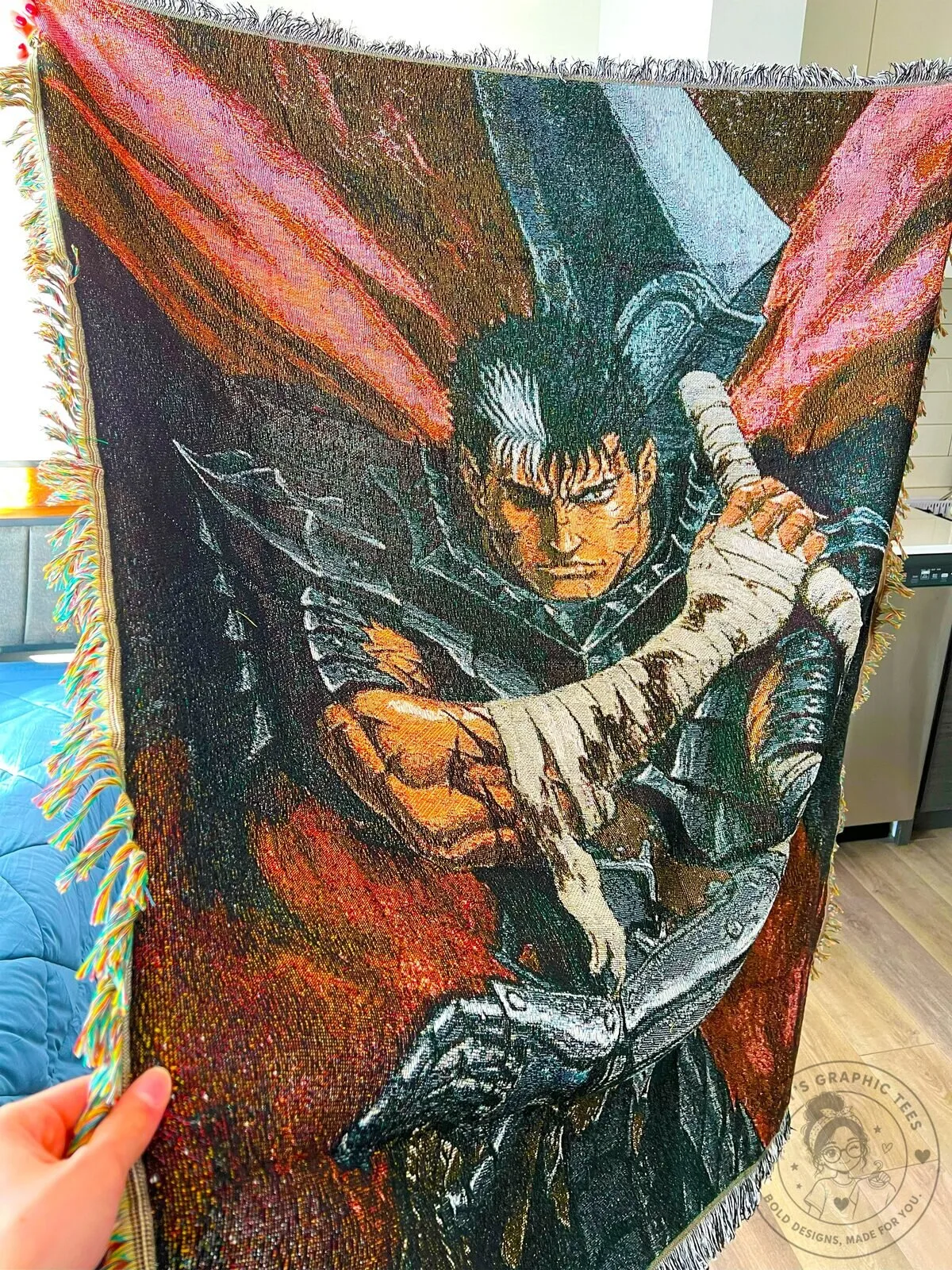 Berserk Guts Anime Manga Japanese Fantasy Art Woven Throw Blanket 10 Berserk Guts Anime Manga Japanese Fantasy Art Woven Throw Blanket