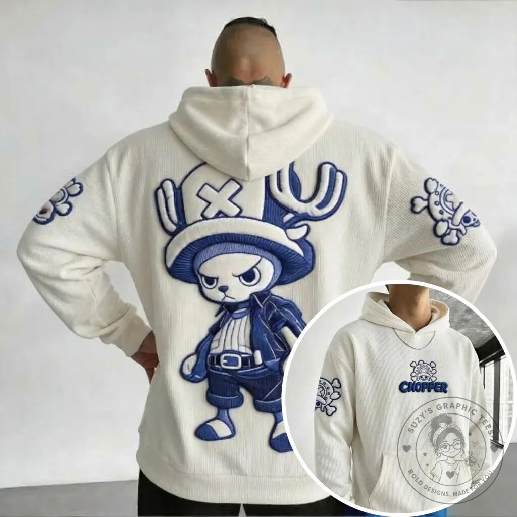 Tony Tony Chopper One Piece Anime Embroidered Hoodie 2 Tony Tony Chopper One Piece Anime Embroidered Hoodie